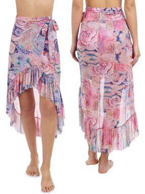 Profile by Gottex Karma High Low Ruffle Wrap Skirt -Multi